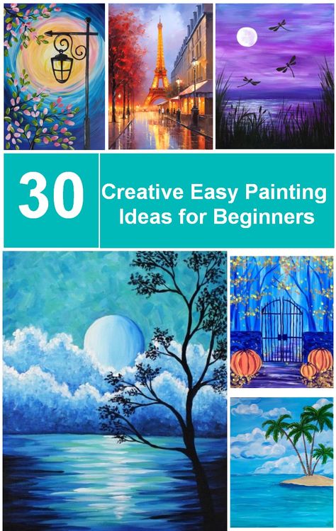 30 Creative Easy Painting Ideas for Beginners, Simple Landscape Canvas – Paintingforhome Easy Painting Ideas On Canvas Mountains, Simple Canvas Paintings For Beginners Step By Step, Simple Painting Ideas For Kids, Easy Diy Paintings, Painting On Canvas Simple, Simple Painting Ideas For Beginners, Easy Painting Ideas For Kids, Palm Tree Paintings, Landscape Painting Ideas For Beginners