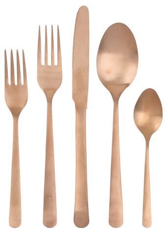 Copper Cutlery, Copper Flatware, Black Cutlery, Lucky Penny, Stainless Steel Dishwasher, Kathy Kuo Home, Place Setting, Flatware Set, Cutlery Set