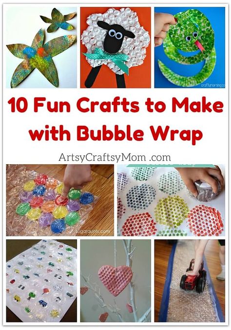 Bubble wrap can be used for more than just packing and popping! Here are 10 fun crafts to make with bubble wrap for Bubble Wrap Appreciation Day! Fun Crafts For Toddlers, Crafts To Do With Kids, Bubble Wrap Crafts, Bubble Wrap Art, Styrofoam Crafts, Crafts For Toddlers, Fun Crafts To Do, Creative Arts And Crafts, Craft Projects For Kids