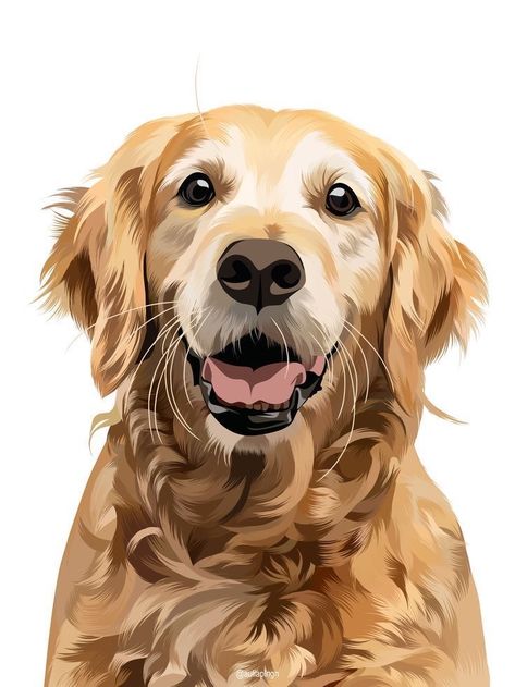 Golden Retriever Illustration, Dog Design Art, Golden Retriever Art, Dog Portraits Painting, Dog Portraits Art, Custom Portrait Illustration, Posca Art, Dog Sketch, Faceless Portrait