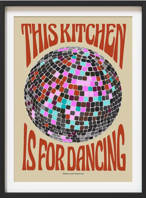 Disco Ball Wall, Living Room Kitchen Decor, Kitchen Is For Dancing, Dance Wall Art, Kitchen Decor Wall, Kitchen Decor Wall Art, Wall Art Room Decor, Art Room Decor, Wall Art Room