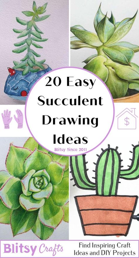 20 Easy Succulent Drawing Ideas - Draw a Succulent How To Draw Succulents Step By Step, How To Paint Succulents, How To Draw Succulents, Draw A Succulent, Drawing Succulents, Succulent Art Drawing, Succulent Drawing, Succulent Doodle, Hibiscus Drawing