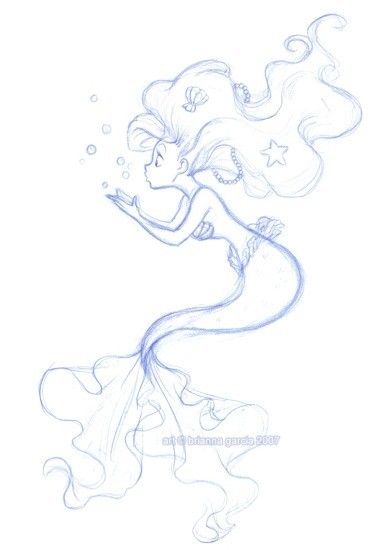 Easy Mermaid Drawing, Mermaid Tail Drawing, Sketch Disney, Disney Mermaid, Mermaid Sketch, Watercolor Mermaid, Mermaid Drawings, Disney Tattoo, Mermaid Tattoo