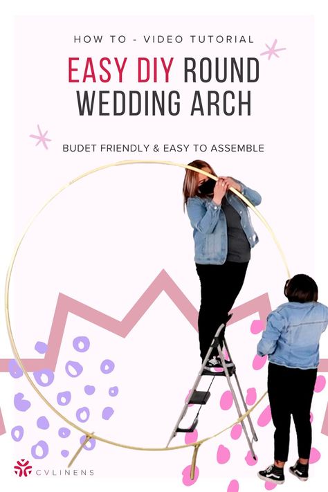 Round Arch Decoration Wedding Diy, Diy Round Balloon Arch, Diy Circle Arch Wedding, Diy Round Arch Backdrop, Diy Ring Backdrop, Diy Balloon Circle Arch, Circle Backdrop Diy, Diy Round Arch For Wedding, Diy Circle Backdrop Stand