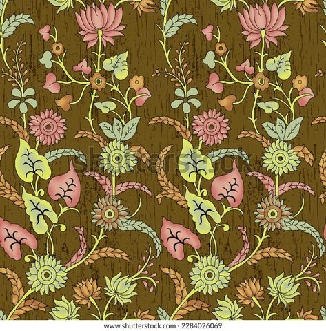 Kalamkari Allover, Kalamkari Design, Kalamkari Designs, All Over Pattern, Flower Pattern Design, Digital Borders Design, Best Motivational Quotes, Digital Flowers, Lace Border