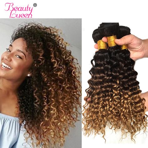 Ombre Deep Wave Sew In, Fancy Curls, Ombre Blonde Hair, Ombre Hair Weave, Short Weave Hairstyles, Deep Wave Brazilian Hair, Natural Hair Weaves, Curly Weave, Short Ombre Hair