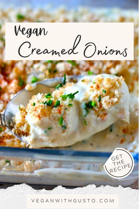 Vegan Onion Recipes, Creamed Onions Thanksgiving, Cream Onions Pearl, Creamed Onions Pearl, Classic Creamed Pearl Onions 12 Tomatoes, Onion Soup Vegan, Vegan Casserole Recipes, Onion Casserole, Onion Vegetable