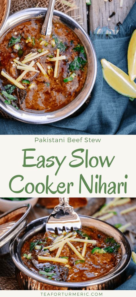 Nihari Recipe, Pakistani Dishes, Crockpot Recipes Beef Stew, Easy Beef Stew, Slow Cooker Beef Stew, Pakistani Food, Desi Food, Beef Stew Recipe, Easy Slow Cooker