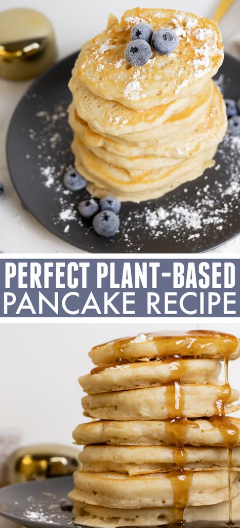 Easy Plant-Based Pancake Recipe - The Creek Line House Plant Based Protein Pancakes, Organic Pancakes Recipes, Vegan Pancake Mix Recipe, Wfpb Pancakes, Plant Based Bread, Gluten Free Vegan Pancakes, Plant Based Breakfast Recipes, Easy Vegan Pancakes, Vegan Pancake Mix