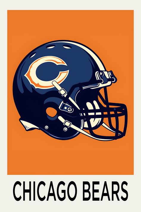 Chicago Bears, NFL Wall Art, American Football Fan Print, Football Coach Gift, Sports Poster, Football Birthday Decor, NFL Poster Nfl Poster Design, American Football Art, Nfl Poster, Football Coach Gifts, Poster Football, Sports Poster, Football Wall, Football Birthday, Football Art