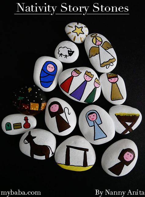 Christmas Story Stones, Stone Nativity Scene, Nativity Stones, Rock Nativity, Painted Rock Nativity Scene, Nativity Painted Rocks, Painted Rock Nativity, Nativity Story Stones, Nativity Rocks Painted Stones