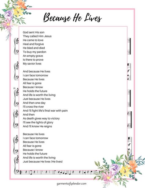 Easter Hymns, Printable Hymns, Catholic Easter, He Is Lord, Hymns Lyrics, My Redeemer Lives, Jesus Paid It All, Because He Lives, Jesus Praying