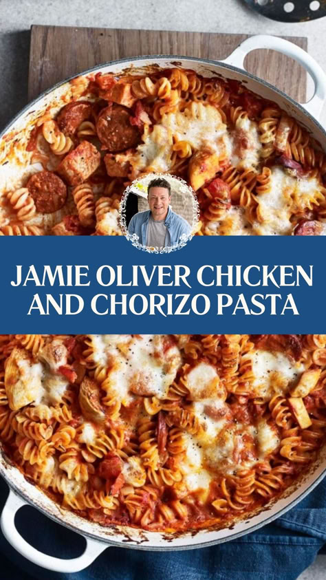 Jamie Oliver​ Chicken And Chorizo Pasta Chicken Pasta Recipes Tomato, Chorizo And Halloumi Pasta, Chicken And Chorizo Pasta Bake, Creamy Chicken Chorizo Pasta, Creamy Chorizo Pasta, Chicken Chorizo Pasta, Recipes With Chorizo, Chicken And Chorizo Recipes, Chicken Chorizo Recipe