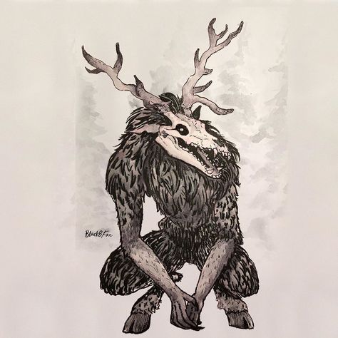 Not Deer Cryptid Art, Wendigo Skull, Deer Skull Drawing, Moose Skull, Deer Skull Art, Skull Reference, Grim Reaper Tattoo, Creature Artwork, Deer Skull