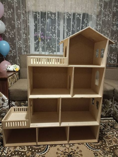 Card Board Houses, Wooden Barbie House, Wooden Doll House, Cardboard Dollhouse, Barbie House Furniture, Diy Barbie House, Dollhouse Design, Kids Toy Organization, Doll Furniture Diy