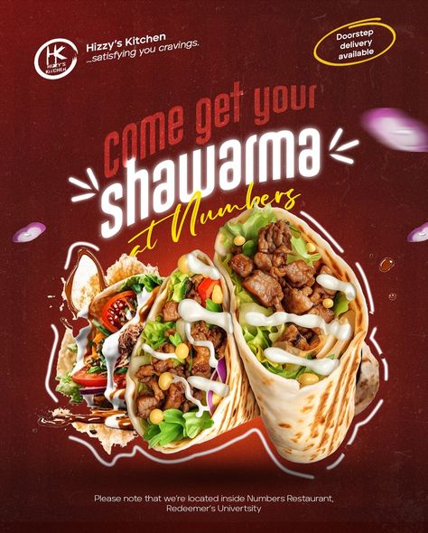 Shawarma brand flyer design #graphicdesign #graphicdesigner #texteffect #adobe #Adobe photoshop #shawarma #fooddesign #kitchenflyer #kitchenflyerdesign #designideas #goshenmedia #thegoshenmedia Shawarma Flyer Design, Shawarma Poster, Shawarma Aesthetic, Shawarma Design, Brand Flyer Design, Shawarma Place, Photoshop Flyer, Biryani, Food Design