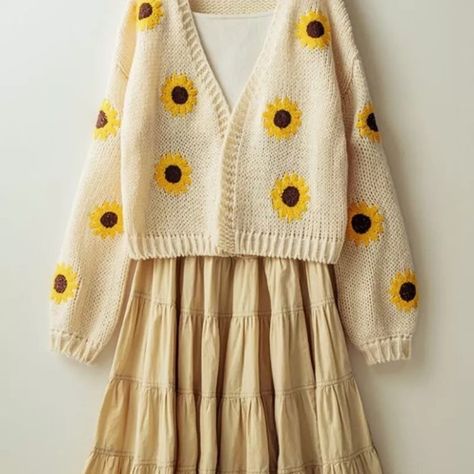 A little of everything for everyone can be found at Cloth-n-Mortar (in store and online of course). This shop is soon to be your fave for fashion, home, gifts, fun jewelry, clean beauty and so much more! Adorable Sunflower Serenade Cardigan - Crochet Knit 👇 Wrap yourself in the coziness with our Sunflower Serenade Cardigan, a stunning crochet knit open-front piece that exudes timeless charm. Crafted in a delicate ivory hue, this cardigan features exquisite sunflower embroidery, bringing a t... Sunflower Cardigan Crochet, Sunflower Cardigan, Sunflower Embroidery, Cardigan Crochet, Fun Jewelry, Knit Wrap, Back To School Shopping, Please Help Me, School Shopping