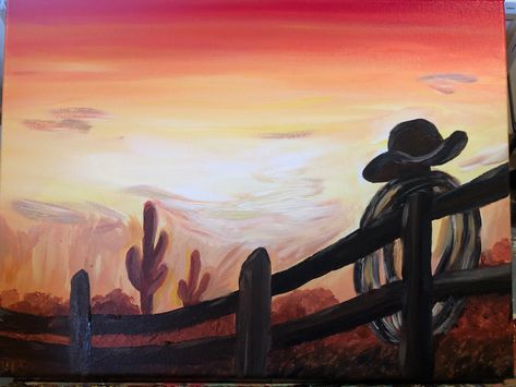 Western Painting Canvas, Western Painting Ideas, Southwestern Paintings, Boho Painting, Western Paintings, Country Paintings, Easy Art, Paint Ideas, Western Art