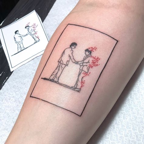 Pink Floyd Tattoo Design, Music Album Tattoo Ideas, Music Album Tattoo, Pink Floyd Wish You Were Here Tattoo, Album Tattoo Ideas, Wish You Were Here Tattoo, Pink Floyd Tattoo Ideas, The Wall Tattoo, Pink Floyd Tattoo Art