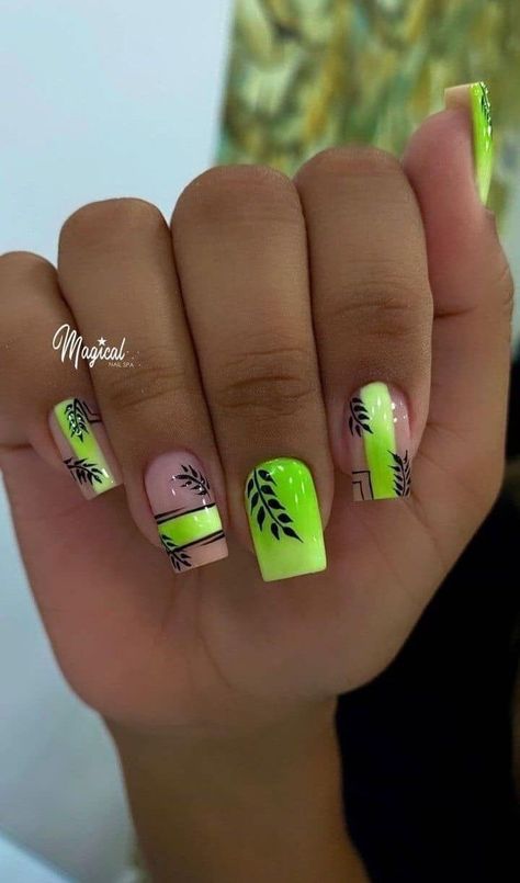 Fabulous Nails Designs, Multicolor Nail Art Designs, Neon Manicure, Bold Nail Art, Neon Acrylic Nails, Neon Nail Designs, Neon Green Nails, Art Deco Nails, Pink Gel