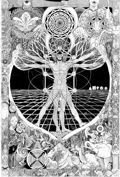 Jonathan the Vitruvius Mud Man - David Crystalface Esoteric Symbols, Sacred Geometry Symbols, Vitruvian Man, Occult Symbols, Alchemy Symbols, Sacred Geometry Art, Esoteric Art, Psy Art, Occult Art