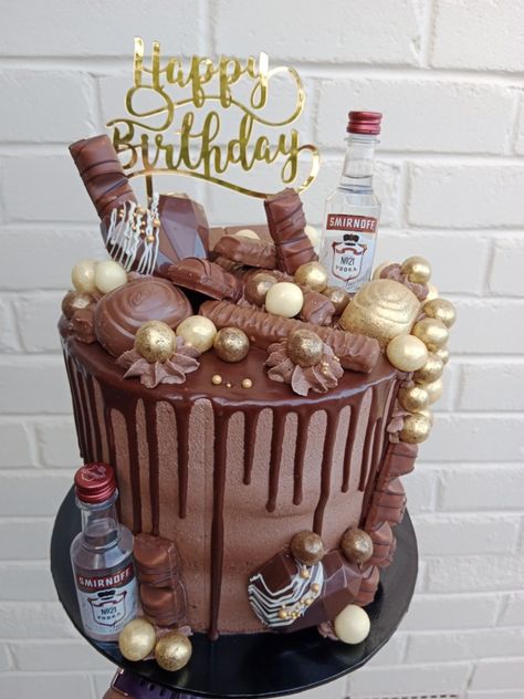 Chocolate cake with chocolate buttercream and chocolate Vodka Birthday Cake, Chocolate Vodka, Smirnoff Vodka, Ash Hair, Ash Hair Color, 18th Birthday Cake, Birthday Cake Chocolate, Birthday Stuff, Chocolate Decorations