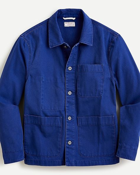 J.Crew: Wallace & Barnes Chore Jacket In Duck Canvas For Men Work Jacket Mens, Chore Jacket Men, Vest Outfits Men, Outfits Minimalist, French Workwear, Coats Men, Mens Workwear, Twill Jacket, Duck Canvas