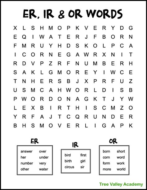 Ir Ur Er Activities, Er Phonics Worksheet, 3rd Grade Phonics Worksheets Free Printable, Bossy R Activities Free, 2nd Grade Sight Word Worksheets Free, Bossy R Worksheets Free, Er Ir Ur Worksheets, Bossy R Worksheet, Or Words