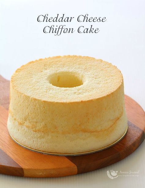 This Cheddar cheese chiffon cake was quite a popular cake in blogoshere few years ago. The recipe is adapted from Richard Goh’s cookbook ‘Fantastic Cheesecakes’ with slight adjustment. The cake turned out soft, light and fluffy, barely sweet with just a subtle of cheese flavour.  My family just loved it!     Cheddar Cheese Chiffon Cake … Cheddar Cheesecake, Cheese Chiffon Cake, Hawaiian Dessert, Chiffon Cake Recipe, Cotton Cake, Gf Baking, Baking Stuff, Cake Mini, Light Cakes