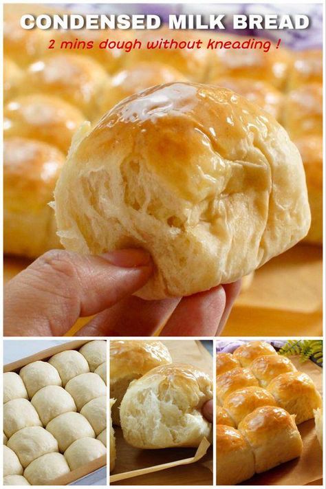 Delicious Homemade Bread, Kneadless Bread Recipes, How To Knead Bread Dough, How To Store Homemade Bread, Condensed Milk Rolls, Things To Make With Bread, Condensed Milk Bread Recipes, Bread Recipes For Bread Machine, Fun Recipes To Make