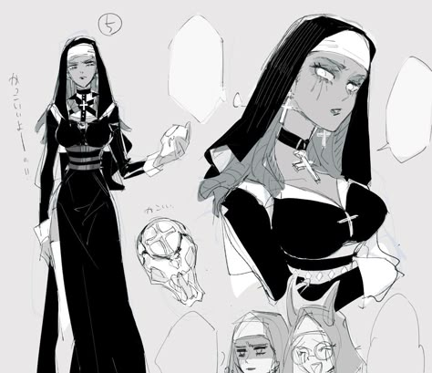 Nun Drawing Reference, Nun Character Design, Nun Drawing, Patricia Dorval, Anime Nun, Nun Art, Nun Outfit, Goth Art, Identity Art