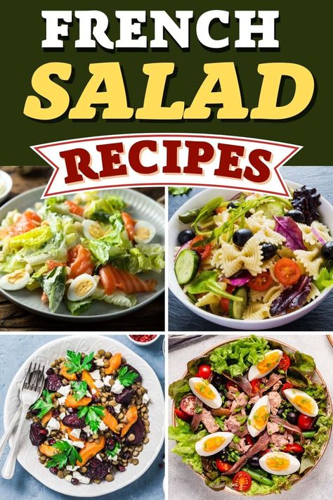 Try these French salad recipes for a true taste of France! From Nicoise to the famous bistro salad, you'll want to make these again and again. French Salad Dressing Recipes, Traditional French Salad Recipe, French Salads Traditional, Chef Salad Recipes Classic, Nourishing Salads, French Salad Recipes, Bistro Salad, French Salad, Nicoise Salad Recipe