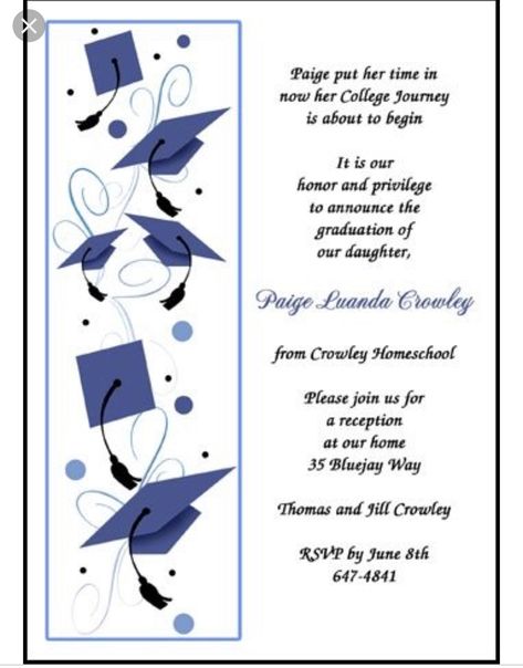 Graduation Announcements Wording, High School Graduation Party Invitations, Graduation Invitation Wording, Homeschool Graduation, Graduation Words, Graduation Announcements High School, College Graduation Announcements, Graduation Invitations Template, Grad Invitations