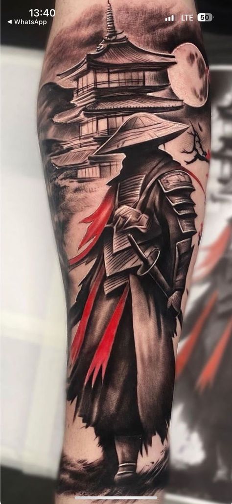 Samurai Tattoo Design Ideas For Men Forearm, Samurai Back Tattoo Design, Japan Tatoos Ideas, Japenses Tatoos Design Sleeves, Japan Tattoo Sleeve For Men, Samurai Arm Tattoo, Japan Sleeve Tattoo, Kh Tattoo, Polka Trash Tattoo