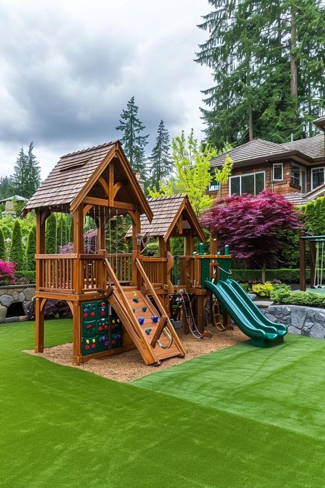 Kid-Friendly Backyard Ideas for Endless Outdoor Fun Playscape Landscaping, Lanai Design, Backyard Play Spaces, Kid Friendly Backyard, Urban Courtyards, Small Urban Garden, Yard Area, Outdoor Play Area, Cozy Patio