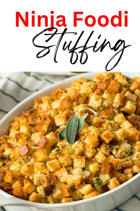 This simple air fryer stuffing recipe is the ideal side dish for any meal. Each bite is packed with flavor from the chopped onions, celery, and perfectly balanced seasonings. Air Fryer Stuffing Recipe, Stuffing No Celery, Air Fryer Stuffing, Homemade Stuffing, Sage Sausage, Easy Stuffing, Ultimate Kitchen, Cooking Temperatures, Stuffing Recipes