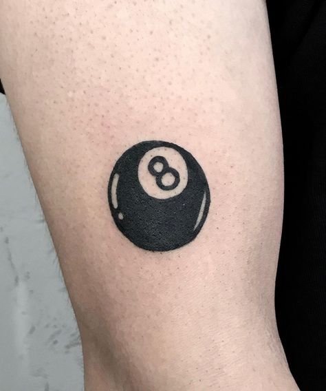 Eight Ball Tattoo Design, 13 Pool Ball Tattoo, Nine Ball Tattoo, Men Minimal Tattoo, 8 Ball Pool Tattoo Ideas, 8 Ball Tattoo Design, Crazy Tattoos For Men, Billiard Tattoo, 9 Ball Tattoo