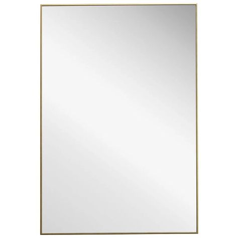 251 First Linden Gold Frame Rectangular Wall Mirror | Bellacor Wooden Frame Mirror, Plain Mirror, Minimalist Mirrors, Stylish Mirror, Gold Framed Mirror, Wooden Mirror Frame, Gold Mirror Wall, Contemporary Wall Mirrors, Contemporary Mirror