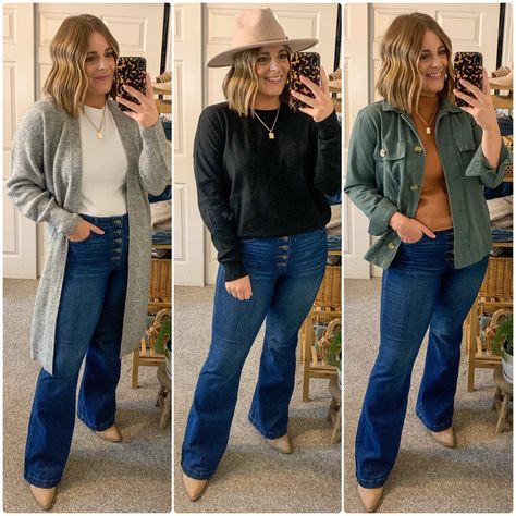 Thanksgiving Outfit Bootcut Jeans, Curvy Bootcut Jeans Outfit, Midsize Bootcut Jeans Outfit, Bootcut Jeans Outfit Midsize, Fall Outfits Bootcut Jeans, Plus Size Bootcut Jeans Outfits, Plus Size Flare Jeans Outfits, Boot Cut Jeans Outfit, Flared Jeans Outfit Fall