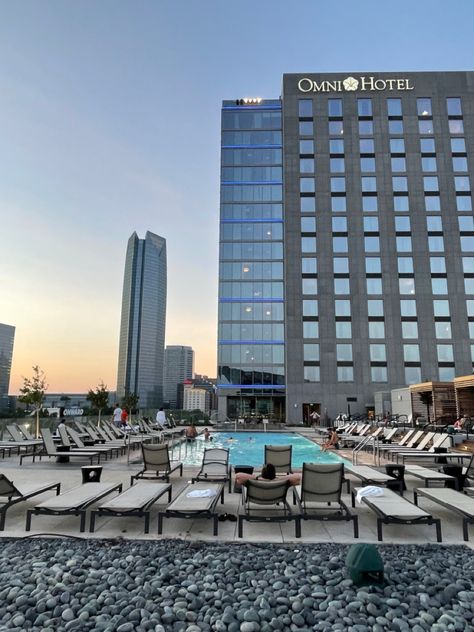 Downtown Okc, Downtown Oklahoma City, Omni Hotel, Hotel Amenities, Rooftop Pool, City Hotel, Pool Deck, Oklahoma City, Travel Bucket