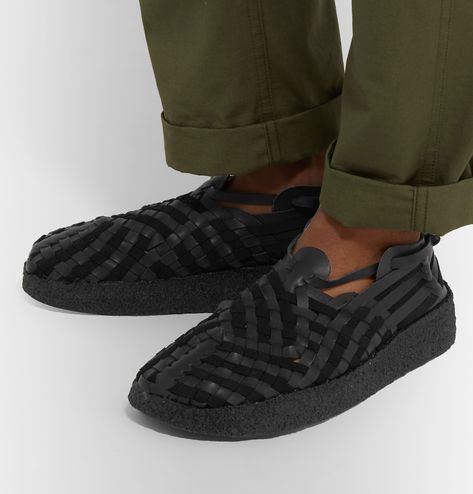 MALIBU LATIGO WOVEN FAUX LEATHER SANDALS. #malibu #shoes Woven Leather Shoes, Mexican Huaraches, Ugly Shoes, Black Faux Leather, Fashion Advice, Summer Shoes, Black Sandals, All Black Sneakers, Leather Sandals