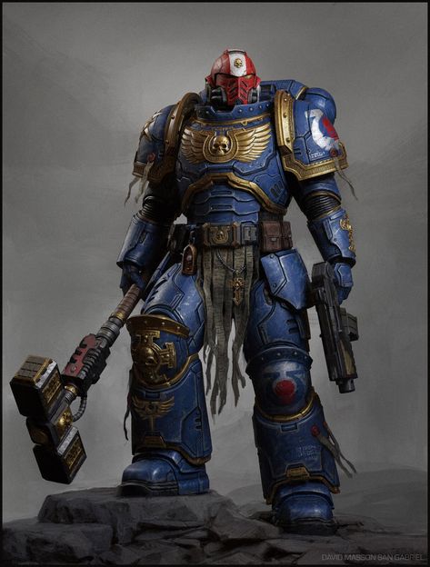 Warhammer 40k Ultramarine, DAVID MASSON SAN GABRIEL on ArtStation at https://www.artstation.com/artwork/9EWbDN Space Marine 40k Art, Warhammer Armor Concept Art, Space Marine Concept Art, Warhammer Art 40k, Warhammer 40k Concept Art, Ultra Marines 40k, Spacemarines 40k, Warhammer Astartes, Warhammer 40k Armor