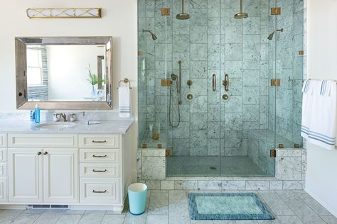 Bayou Bend Idea House Tour Amazing Showers, Bathroom Retreat, Double Shower, Luxurious Showers, Casas Coloniales, Kitchen Bathroom Remodel, Bad Design, Beach Bathrooms, Shower Remodel