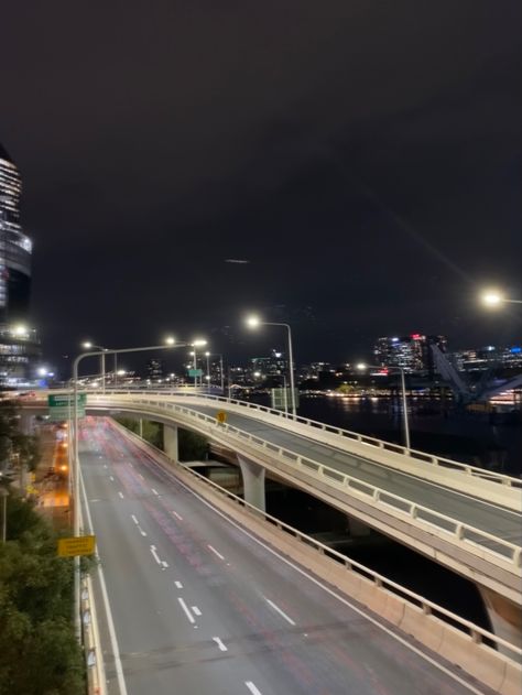 Brisbane’s late night road with all the lights behind Brisbane Night Aesthetic, Brisbane City Aesthetic, Night Road Aesthetic, Late Night Road, 2010 Aesthetic, City Night Aesthetic, Night Road, Pretty City, Brisbane City