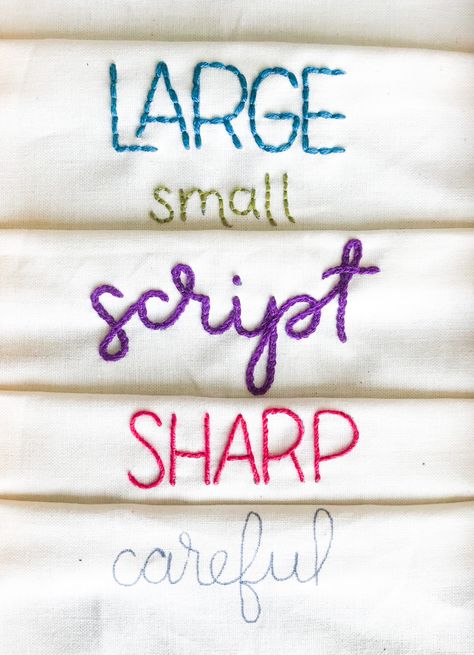 Diy Embroidery Letters, Back Stitch Embroidery, How To Embroider Letters, Lettering For Beginners, Hand Embroidery Letters, Embroidery Lettering, Basic Hand Embroidery Stitches, Clothes Embroidery Diy, Chain Stitch Embroidery