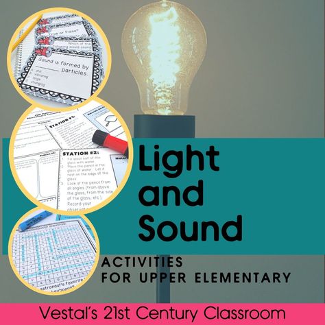 Here are engaging, hands-on light and sound activities for upper elementary science lessons! Elementary Science Lessons, Teaching Sound, Sound Experiments, Sound Activities, Science Lessons Elementary, Light Experiments, Classroom Store, Sound Science, Light Science