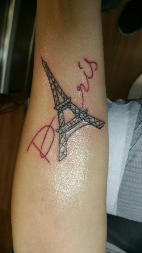 My New Paris Eiffel Tower Tattoo! Effie’s Tower Tattoo, Tiny Eiffel Tower Tattoo, Effiel Tower Tattoo, Paris Tattoo Ideas, Eiffel Tower Tattoo, Tower Tattoo, France Tattoo, Memory Tattoos, Paris Tattoo