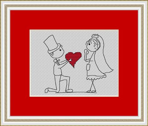 Anniversary Cross Stitch Patterns Free, Anniversary Cross Stitch Patterns, Anniversary Cross Stitch, Stitch Wedding, Valentines Day Cat, Wedding Cross Stitch Patterns, Wedding Cross Stitch, Stitch Ideas, Needle Work