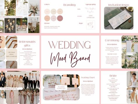 Wedding Planner Book | Wedding Day Timeline | Bride Planner | Mood board | Wedding Planner PDF | Moodboard Template Wedding Moodboard Inspiration, Wedding Planning Book Diy, Planner Mood Board, Mood Board For Wedding, Bride Planner, Moodboard Template, Free Wedding Planner, Planning Book, Wedding Planning Book