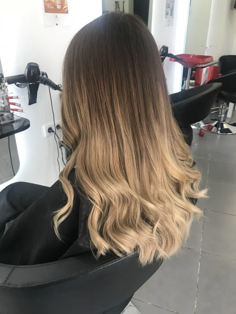 Dip Dye Balayage Hair, Brown Hair Into Blonde Ombre, Brown Hair Fade Into Blonde, Brown Faded To Blonde Hair, Ombré Light Brown Hair, Dark Brown Fade To Blonde Hair, Blonde At The End Of Brown Hair, Hair Colour Ideas Ombre, Highlights At End Of Hair